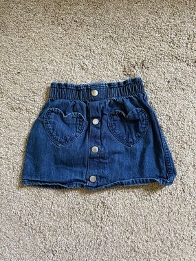 Old Navy Dark Blue Denim Skirt with Heart Pockets